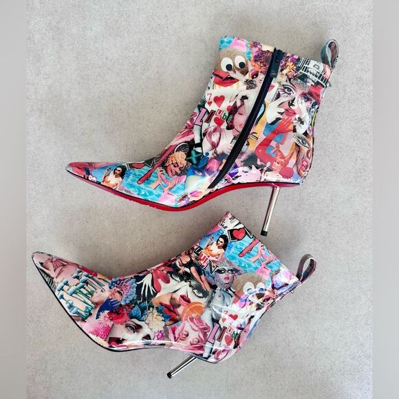 CHRISTIAN LOUBOUTIN Epic Booty Leather Printed Ankle Boots 70 EU 36.5 US 6.5 - Picture 4 of 10